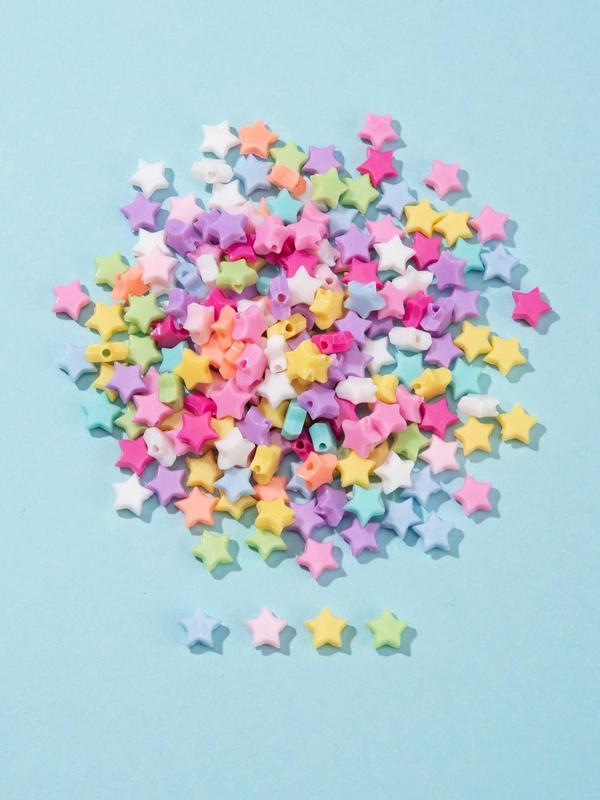 Mixed Color Star Shaped Beads, 200pcs Acrylic Beads for DIY Jewelry Making, Fashion Accessories for Women & Girls