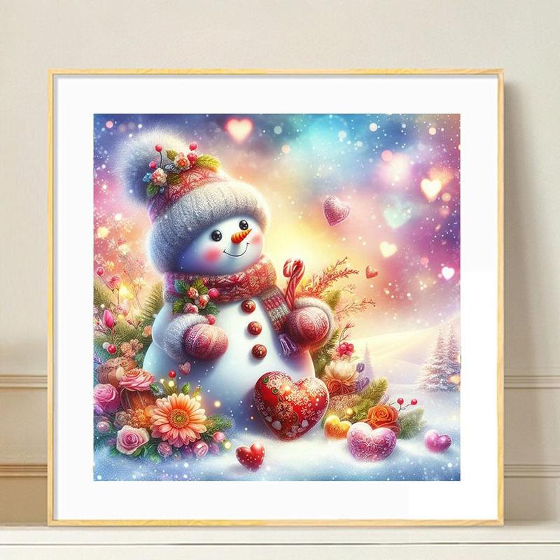 Snowman Pattern Diamond Arts Colorful Painting Kit without Frame, DIY 5D Diamond Arts Crafts Kit, Wall Art Decor for Home Living Room Bedroom