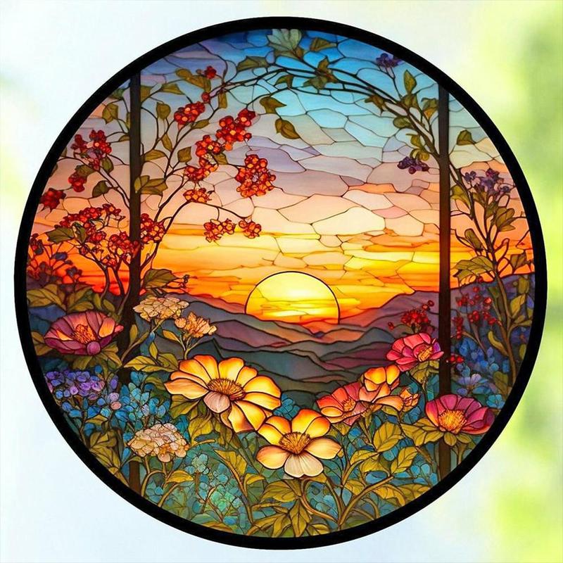 Sunset Flower Pattern DIY Diamond Arts Colorful Painting Kit Without Frame, 5D Painting Kits For Adults & Kids