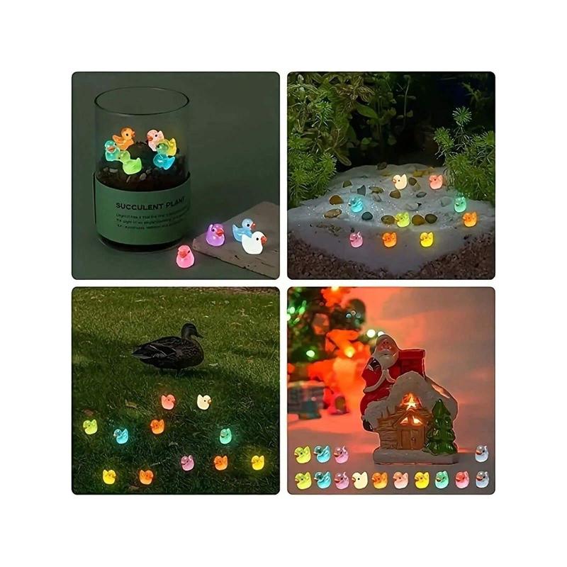 100pcs Glow-In-The-Dark Mini Ducks - Luminous Resin Ornaments For DIY, Aquariums, Gardens & Dollhouses,Christmas