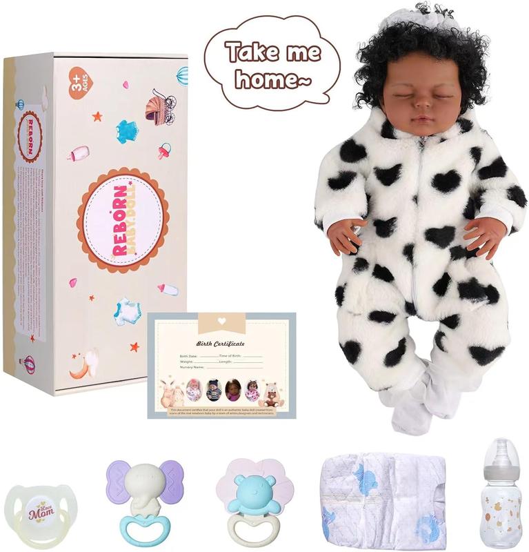 BABESIDE Lifelike Reborn Baby Dolls Black Girl - 18 Inch Soft Feeling Realistic-Newborn Baby Dolls Cute Real Life Baby Dolls with Gift Box for Kids Age 3+