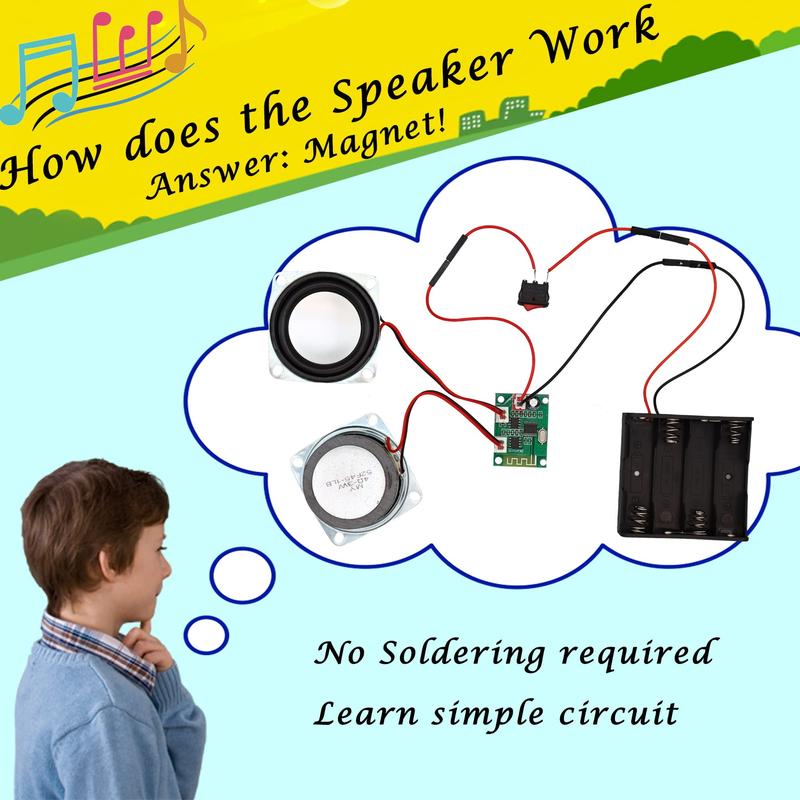 STEM Projects for Kids & Adults Build Your Own Bluetooth Speaker - Science Experiment Electronics Kit | Beginner's Starter DIY Set,STEM Gifts for Teenage Girls + Boys Ages 10 and Up (Dual Speakers)