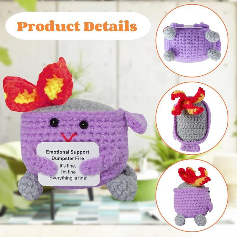 Emotional Support Dumpster Fire Plush Toy, Crochet Dumpster Fire Toy, Emotional Support Ornament for Decoration Or Gift, Comfortable Doll for friend