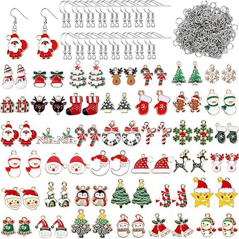 Festival Themed Pendant Ear Hook Set, 190pcs set Random Pendant & Ear Hooks & Open Rings, Professional DIY Jewelry Making Supplies