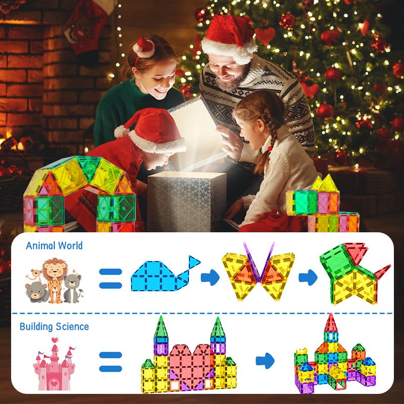 60 PCS Magnetic Building Tiles, Magnetic Tiles Kids Toys Magnet Toys for Toddler Magnetic Blocks Building Toys Preschool STEM Learning Sensory Montessori Toys for 3+ Year Old Boys and Girls, Safe Creativity Toddler Kids Toys, Christmas Toys Gift