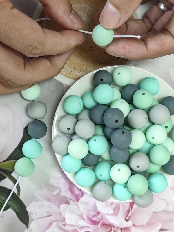 30pcs set 15mm Round Silicone Bead, DIY Jewelry Making Supplies For Necklace Bracelet Car Keychain Making, Beads Set for Crafts Bracelet Jewelry