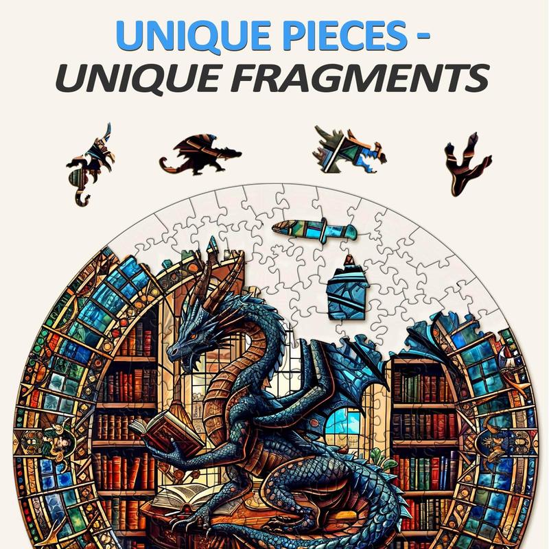 The Dragon's Library Wooden Jigsaw Puzzle