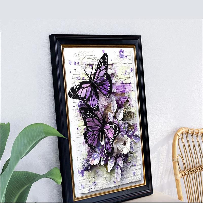 Diamond Painting Kits for Adults,DIY 5D Round Full Drill Butterfly Diamond Art,Very Suitable for Home Leisure and Wall Decoration