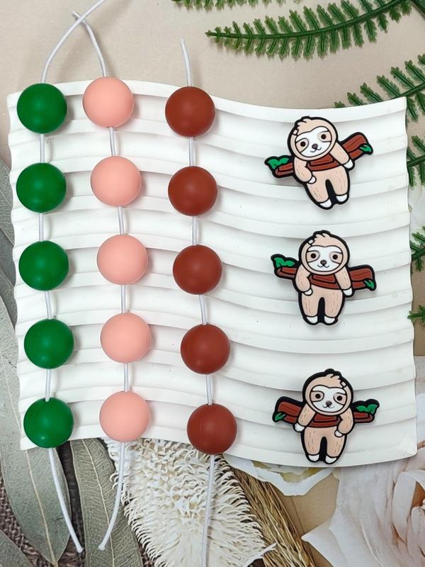 Cute Sloth Design Silicone Bead, DIY Jewelry Making Supplies for Bracelet, Keychain, Bag Chain, Fashion Accessories for Women & Girls