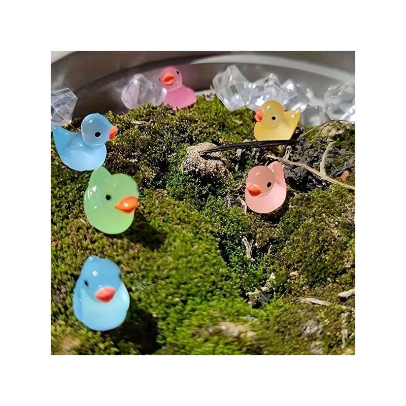 100pcs Glow-In-The-Dark Mini Ducks - Luminous Resin Ornaments For DIY, Aquariums, Gardens & Dollhouses,Christmas