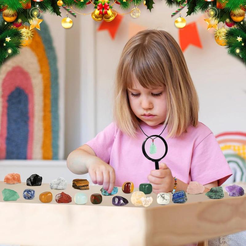 2024 Gemstone Advent Calendar - 24-Day Christmas Countdown with Natural Crystals & Gemstones, Rock Collection Kit for Kids & Adults, Perfect Gift for Geology Enthusiasts