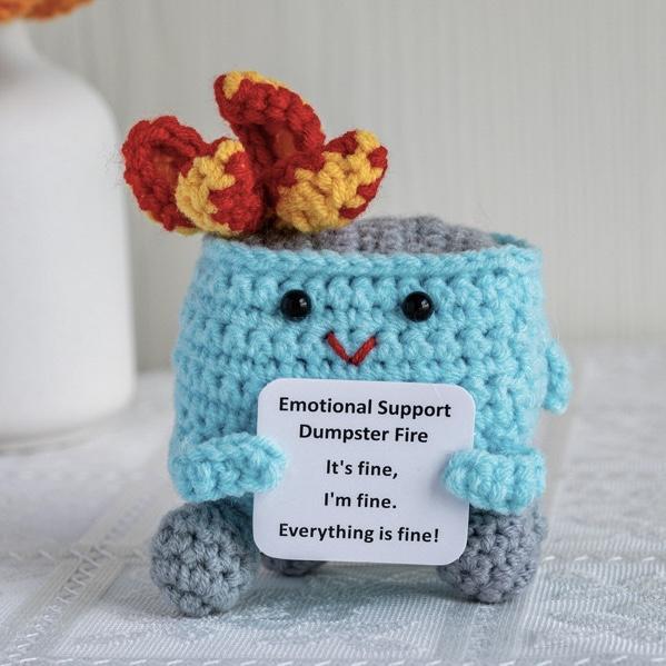 Emotional Support Dumpster Fire Plush Toy, Crochet Dumpster Fire Toy, Emotional Support Ornament for Decoration Or Gift, Comfortable Doll for friend