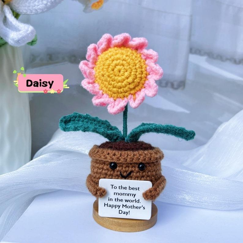 Handmade Crochet Sunflower Daisy Heart Shape Flower-Emotional Support Plant Gift-Mother's Day Gifts-Gifts for Mom-Love for Mom-Crochet Decor