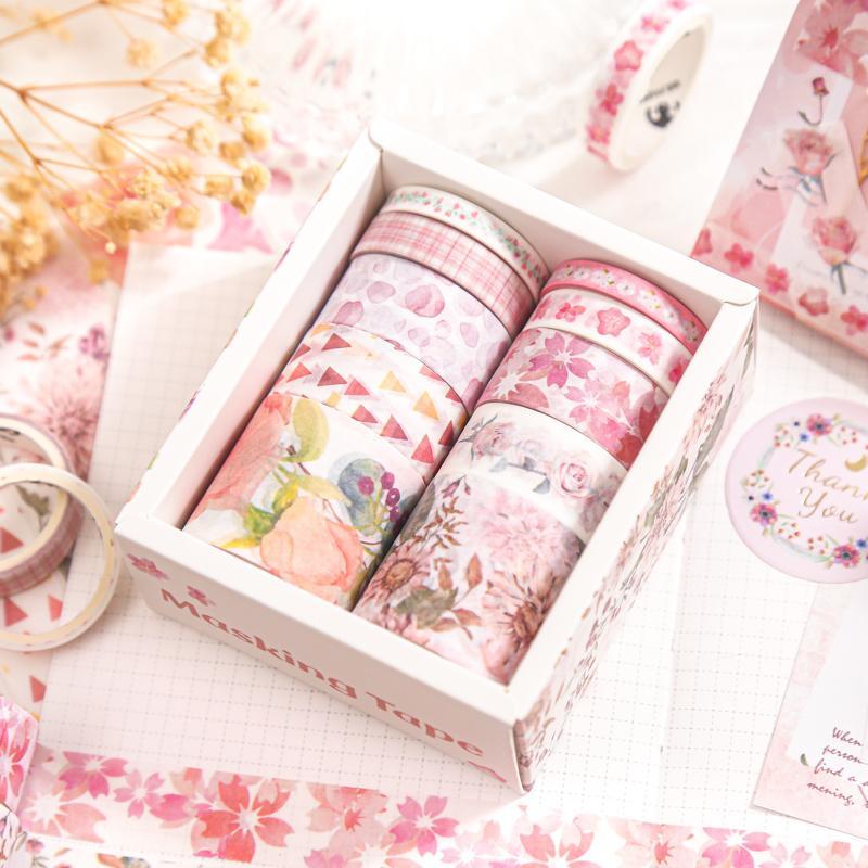 Decorative Washi Tape Set, 10pcs Colorful DIY Slim Paper Tape, Decor Tape for DIY Art Gift Packaging, Unique Valentines Day Gifts