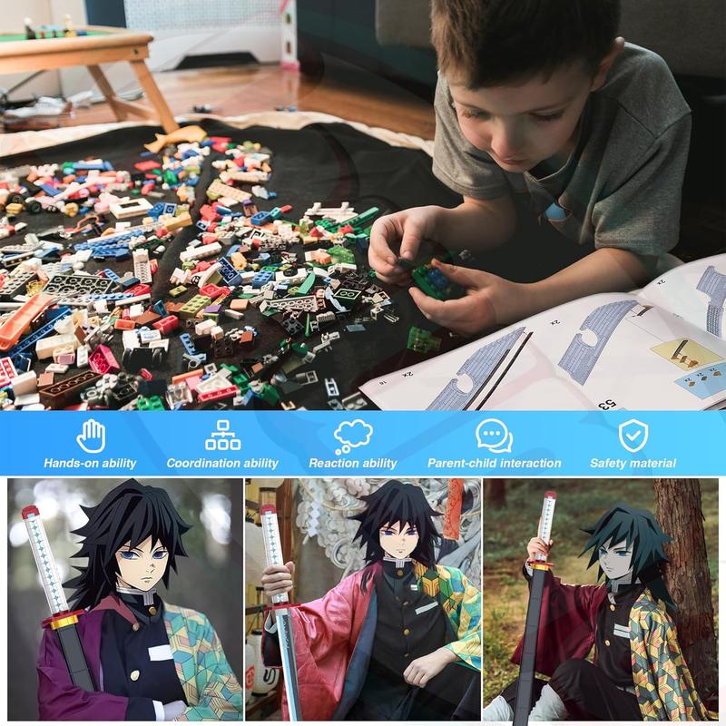 66023,768 Pieces,DemonSlaye Building Block Set,39in Tomioka Giyuu Building Block with  Stand,Handmade Cosplay Anime Toy Building Set for Collecting and Gifting Model for Anime fans,Home Decoration,For aged 12 and above,Stress relief toy