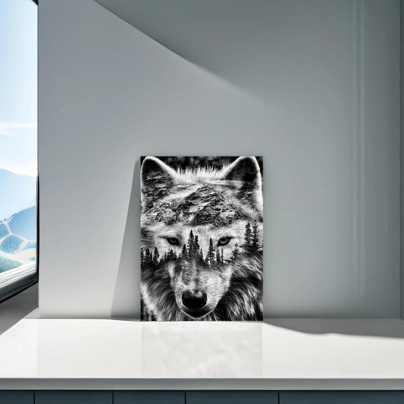 Wolf Pattern DIY Diamond Art Painting Without Frame, DIY 5D Diamond Art Painting Kit, Wall Art Decor For Home Living Room Bedroom