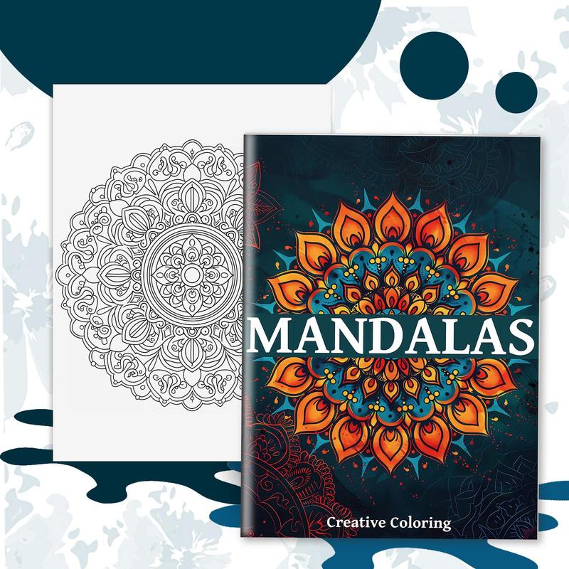 Regular Mandala Coloring Painting, with Regular Symmetrical Flower, Exquisite and Unique Flower Shape, Suitable for Halloween, Christmas and Other Holiday