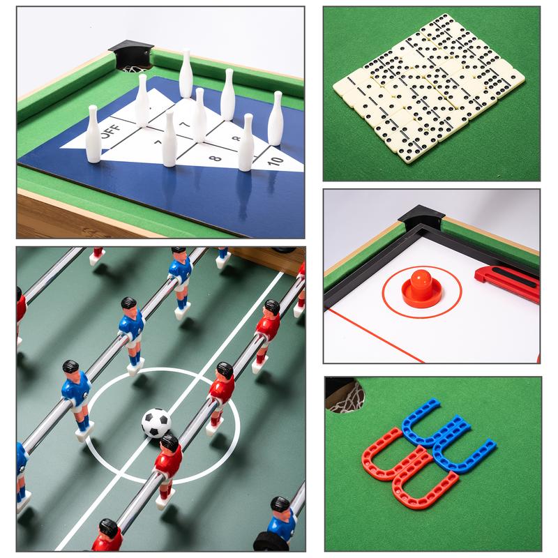 SULIVES 2x4ft 13-in-1 Combo Game Table Set for Home,Combination Tables for Game Room, Friends & Family w Hockey, Football, Billiards, Ping Pong, Shuffleboard, Chess, Checkers, Backgammon, Ring toss