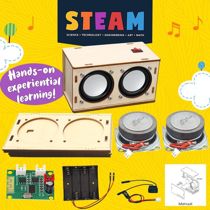 STEM Projects for Kids & Adults Build Your Own Bluetooth Speaker - Science Experiment Electronics Kit | Beginner's Starter DIY Set,STEM Gifts for Teenage Girls + Boys Ages 10 and Up (Dual Speakers)