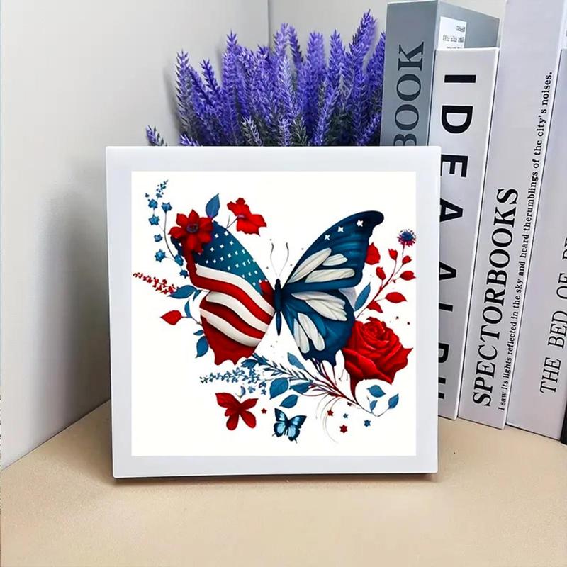 Butterfly & Flower Pattern DIY Diamond Arts Painting Kit without Frame, DIY 5D Diamond Arts Painting Kit, Wall Art Decor for Home Living Room Bedroom