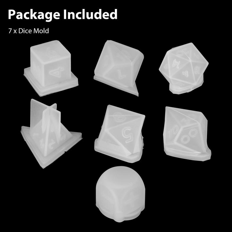 7Pcs Dice Shape Silicone Resin Mold - Polyhedral Game Dice Molds,Epoxy Resin Dice Molds for DIY Table Games,3D Silicone Mold Kit