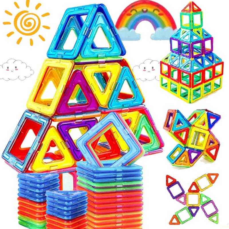 Random Color Tiles Building Blocks, Colorful Geometric Shape Blocks, Building Construction Toys, Creative and Educational Toys for Boys & Girls