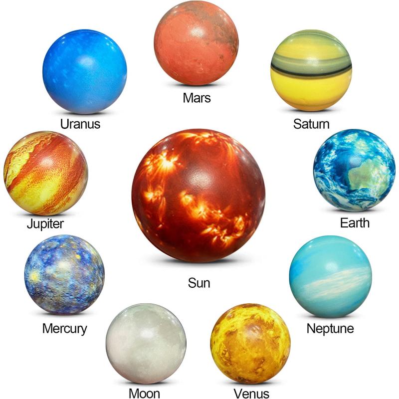 10 Pcs Planets for Kids Solar System Toys, Fun Party Favors Solar Planet Balls Toys for Boys