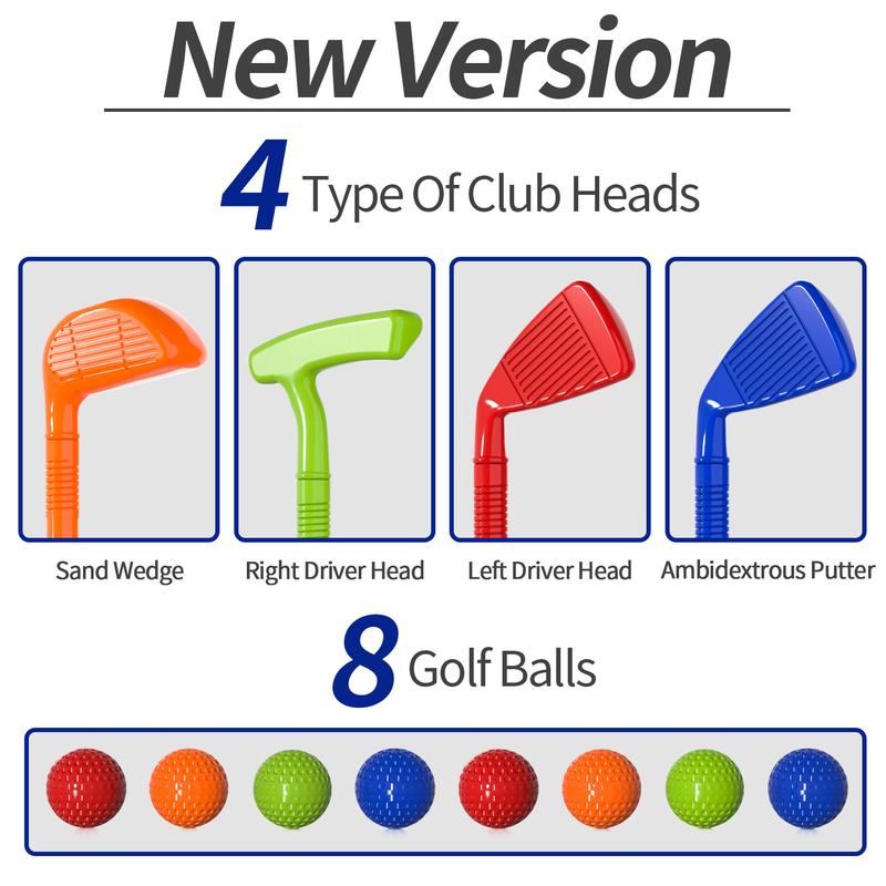 Golf Set Toys, Upgraded Golf Cart Toys Sets with 4 Golf Sticks, 8 Balls and 1 Mat, Indoor & Outdoor Golf Toys