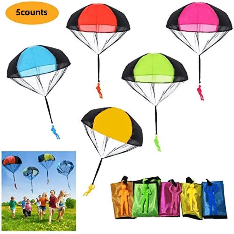 Random Color Parachute Toy, 5 Counts set Outdoor Entertainment Parachute Toy, Party Favors, Outdoor Game Supplies