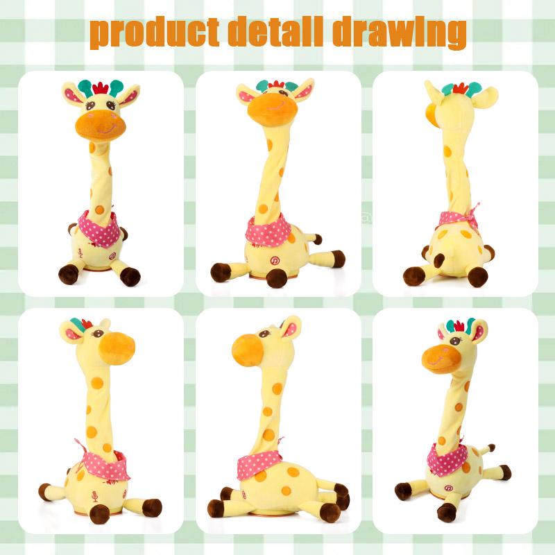 Talking Giraffe Stuffed Toys, Christmas Gifts Volume Adjustment Dancing Singing Animal Light Up Toys Repeat What You Say