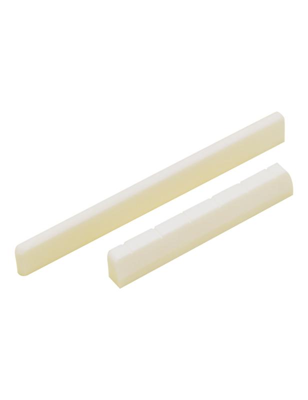 1Set Bone Classical Guitar Bridge Saddle and Nut Slotted 52mm 80mm White Acoustic Guitar