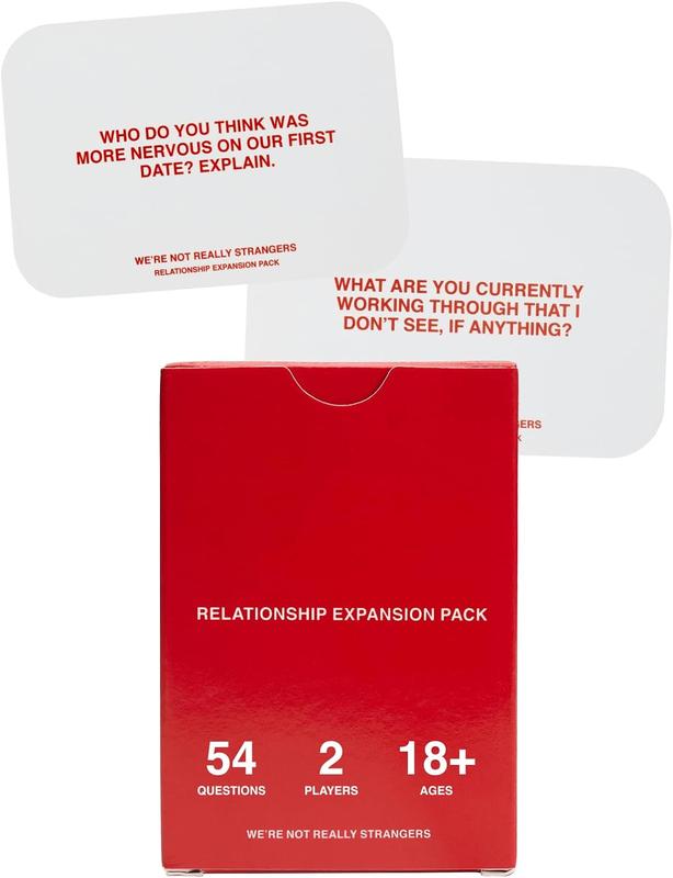 WE'RE NOT REALLY STRANGERS Relationship Expansion Pack Card Game – 54 Cards & Wild Cards – Conversation Cards for Couples, Adults, & Teens for Date Nights & Game Nights, Ages 18+, 2-6 Players