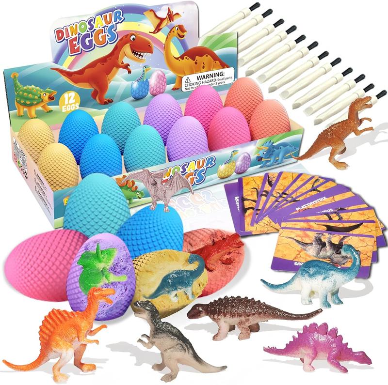 Dinosaur Eggs Dig Kit Toys - 12 Dino Easter Eggs Fossil Eggs Excavation Kit for Kids Easter Party Favor Basket Stuffers STEM Toy Christmas Birthday Gift for Boys Girls Age  4 5 6 7 8 9 10 11  12+ Years Old