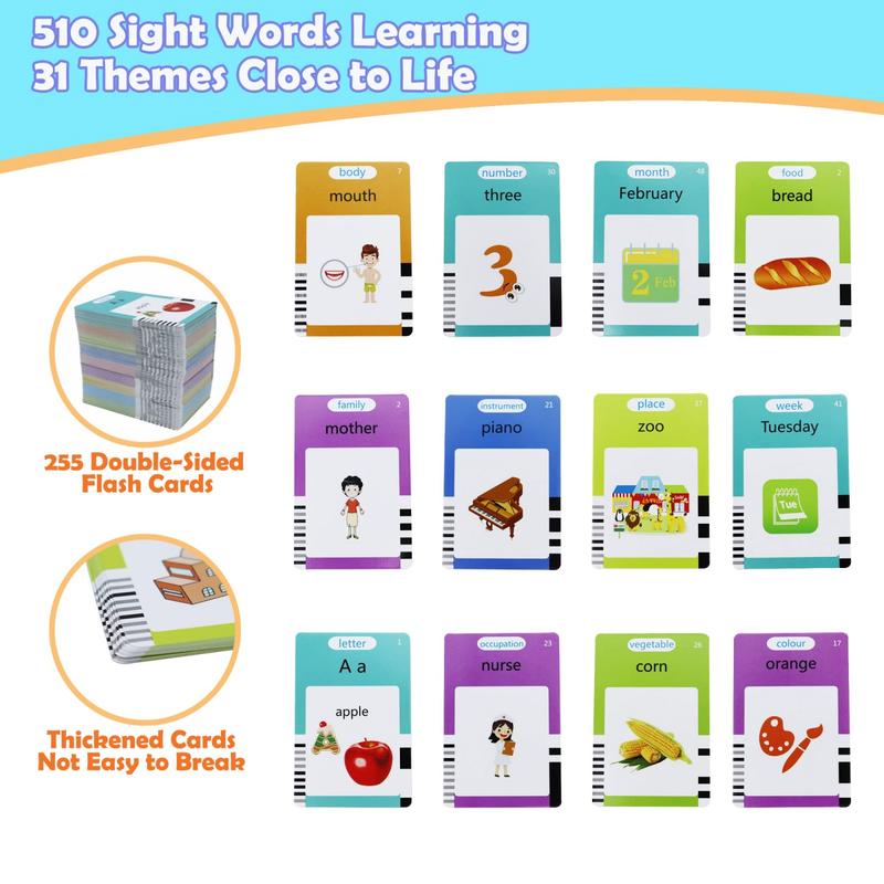 224 510 Bilingual Alphabet Talking Flash Cards for Ages 3-8, Pocket Speech Therapy Buddy for Children with Autism. Educational Interactive Toy for Boys and Girls Blue