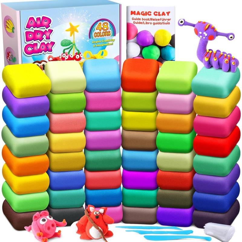 Air Dry Clay 24 Colors, Modeling Clay for Kids, DIY Molding Magic Clay, Gift for Kids Boys Girls