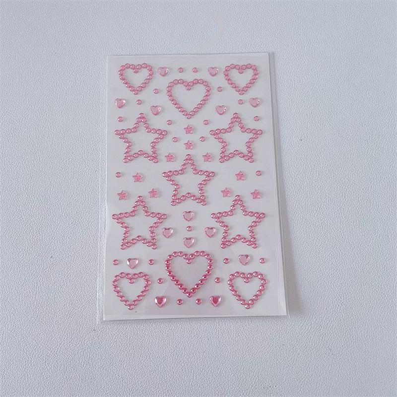 Rhinestone Heart & Star Shaped Sticker (3 Counts), Self Adhesive Decorative Sticker, DIY Decals for Scrapbooking, Journaling, Gift Wrapping, Bedroom Decor