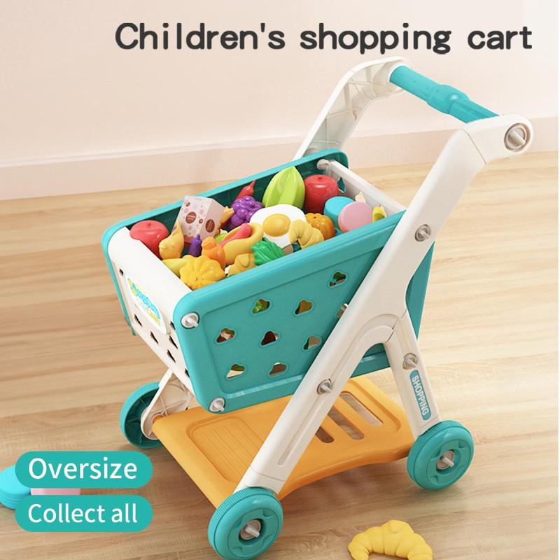 Shopping Cart Toy with Pretend Food & Accessories, 1 Set Simulation Supermarket Role-playing Games, Pretend Play Toy for Kids