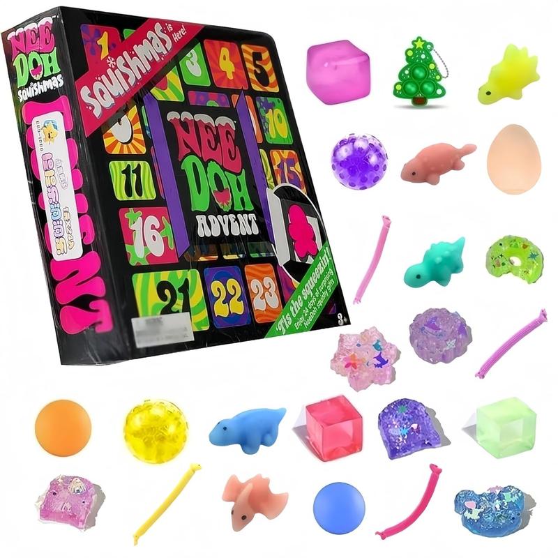 Nee Doh Squishmas Advent Calendar 2024, Nee doh advent calendar, Christmas Squishy Advent Calendar 2025, 24 Day Squishies Christmas Countdown Calendar with 24 Piece Mini Squeeze Tοys Xmas Gift