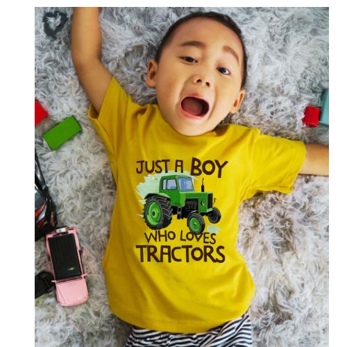 Just A Boy Who Loves Tractors DTF Image For T Shirts Ready To Press