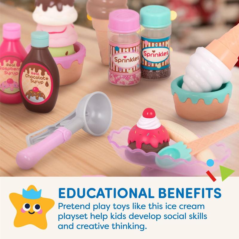 Play Circle- Toy Food – Ice Cream Set – Kitchen Accessories For Kids- Pretend Play- Sweet Treats Ice Cream