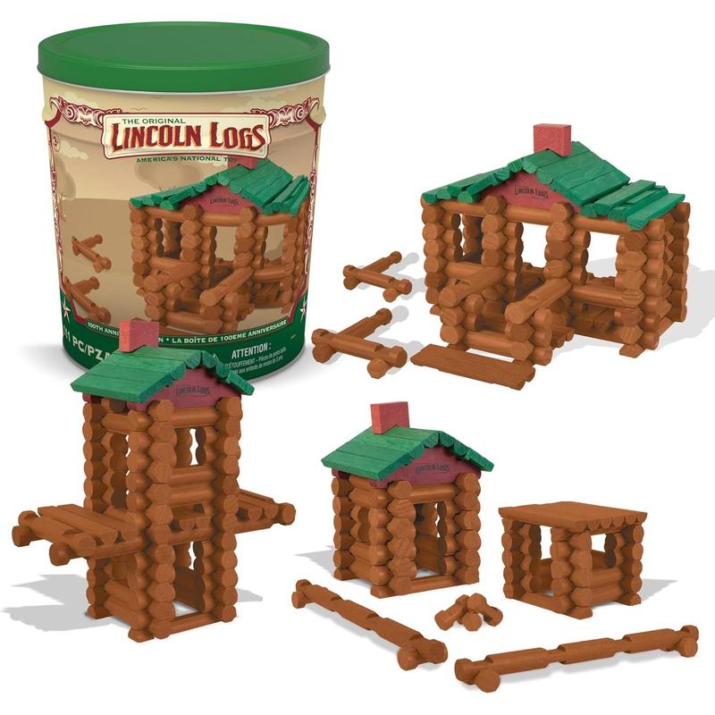 Lincoln Logs – 100Th Anniversary Tin, 111 Pieces, Real Wood Logs - Ages 3+ - Best Retro Building Gift Set For Boys Girls - Creative Construction Engineering - Preschool Education Toy