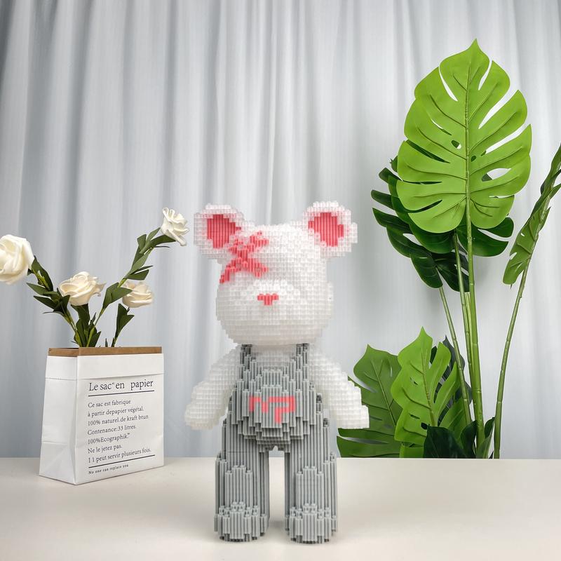 New Arrival Grey glowing bear-Multi color compressed link small building block series