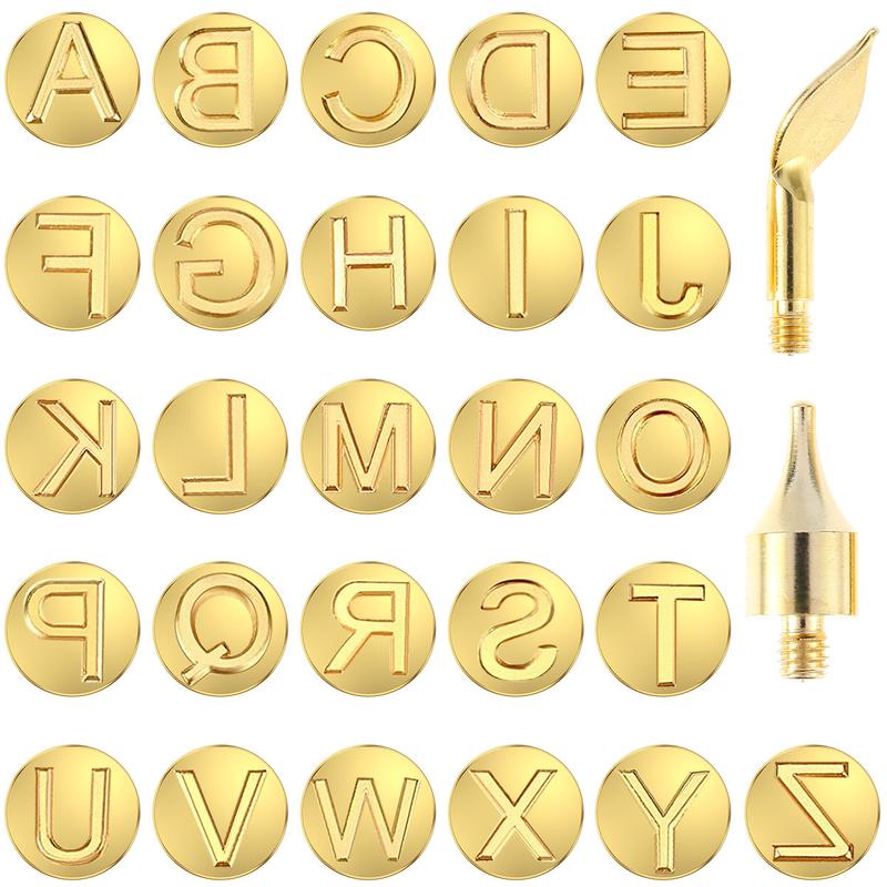 28Counts Wood Burning Tip Copper Letters Wood Burning Tool Wood Burning Alphabet Template Branding and Personalization Tool for Embossing Carving Crafts DIY Hobby