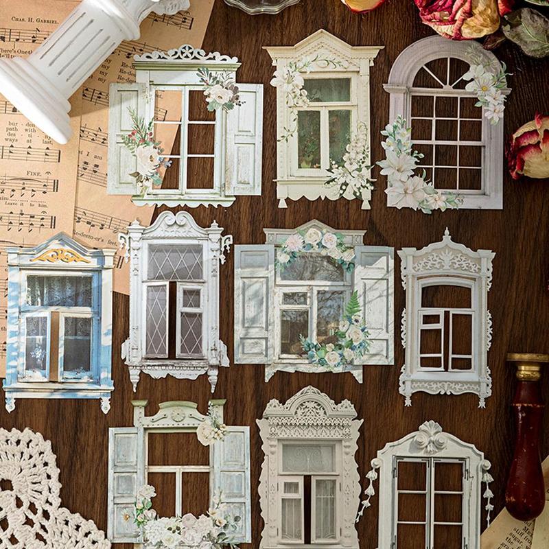 Vintage Hollow Out Window Pattern Decorative Paper, 10pcs pack Scrapbooking & Stamping Paper, DIY Decorative Material For Scrapbooking & Journal Making