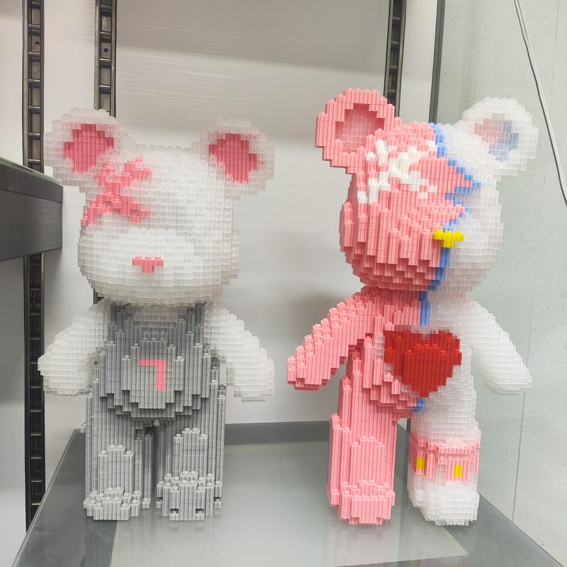 New Arrival Grey glowing bear-Multi color compressed link small building block series