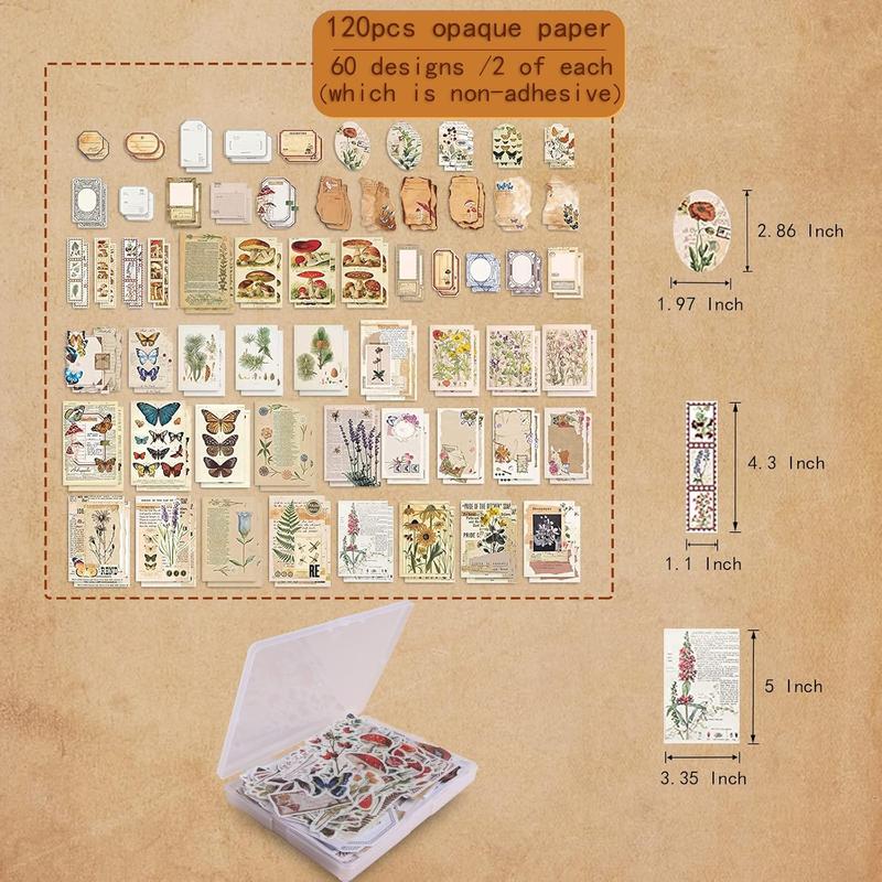 200Pcs Vintage Scrapbook Stickers, Aesthetic Junk Journal Stamping Supplies Kit, Scrapbooking Ephemera Washi Paper for Bullet Journaling Planners Diary Collage