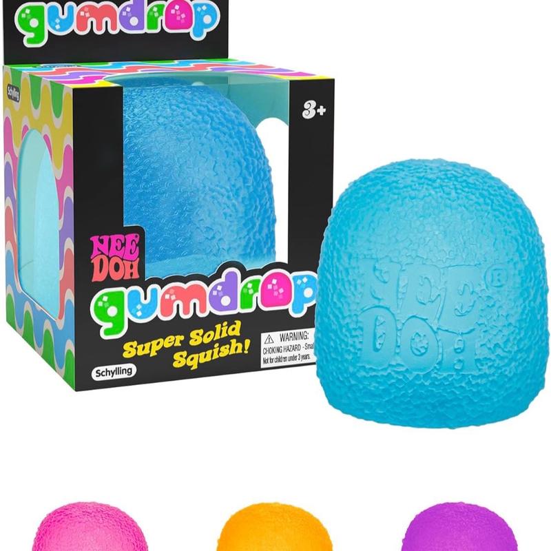 Schylling NeeDoh Gumdrop - Sensory Toy with Textured, Neon-Colored Squeeze-Gumdrop Shape in 4 Colors - One Random Color toys