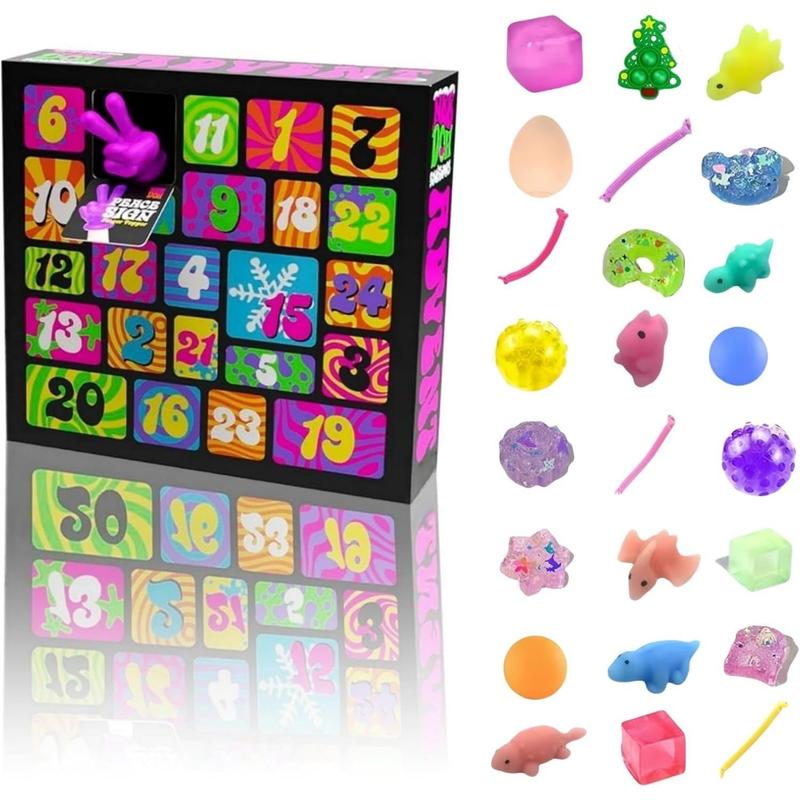 Nee Doh Squishmas Advent Calendar 2024, Nee doh advent calendar, Christmas Squishy Advent Calendar 2025, 24 Day Squishies Christmas Countdown Calendar with 24 Piece Mini Squeeze Tοys Xmas Gift