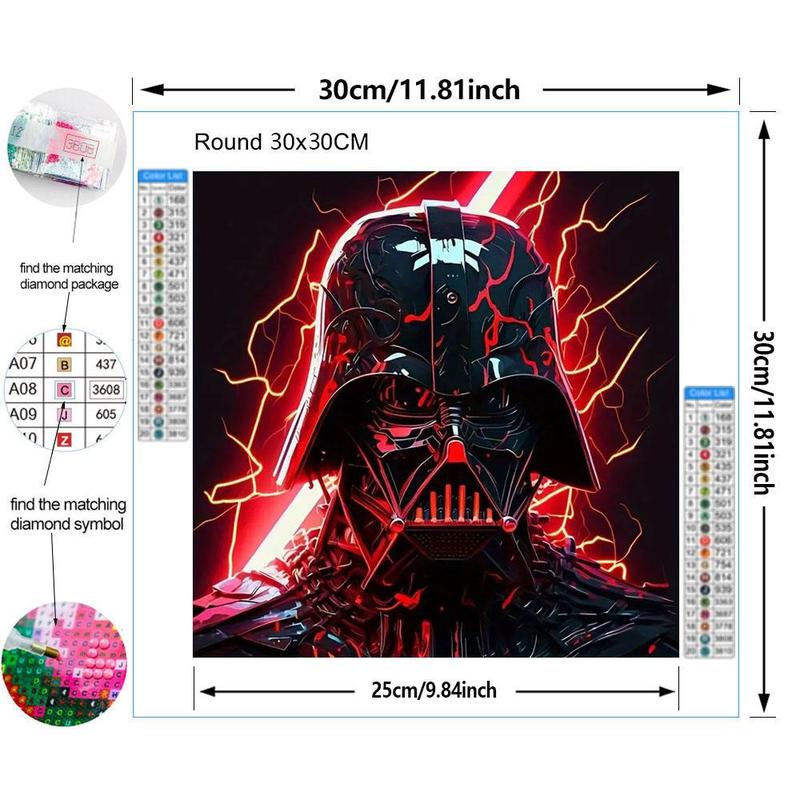 Star Wars Theme Darth Vader Pattern DIY Diamond Arts Colorful Painting Kit without Frame, DIY 5D Diamond Art Painting for Home Bedroom Wall Decor