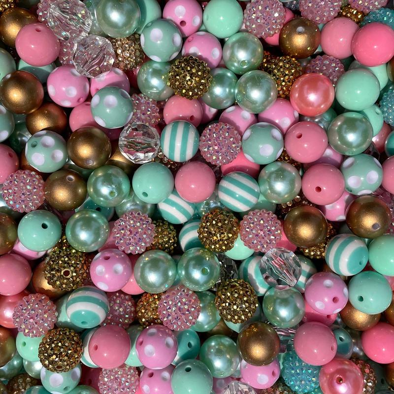 Mermaid Mix - 20mm Bubble Gum Bead Mixes, Chunky Bead Mixes bubblegum beads